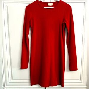 Wilfred Free Sz Small Red Scoop Neck Long Sleeve Sweater Dress